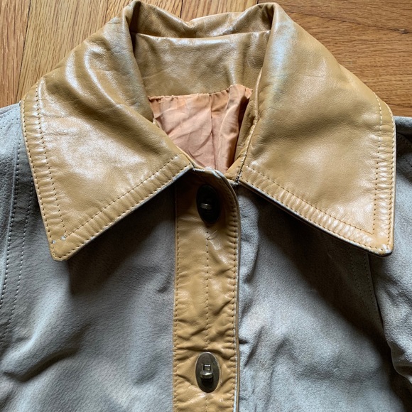 Distressed 70s tan suede + leather jacket - Picture 5 of 11